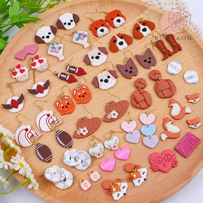 Puocaon 70s Valentines Clay Cutters - 10 Pcs Clay Cutters for Polymer Clay Jewelry Making, Vintage Disco Heart Shape Polymer Clay Jewelry Cutters, Bulb Lock Daisy Flower Clay Cutters for Earrings