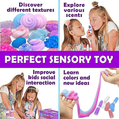 Original Stationery Slime Making Kit - Multicolor, Glow-in-The-Dark, Bubble Gum Scent - DIY Unicorn Slime Kit with Glitter & Clay Add-Ins - Holiday Activity & Birthday Gift for Kids Ages 7+