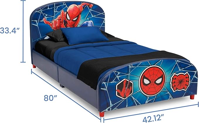 Delta Children Upholstered Twin Bed, Marvel Spider Man