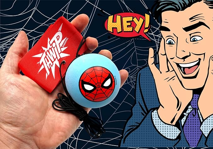 JA-RU Marvel Spiderman Sports Wrist Bounce Back Balls (1 Unit) Super Heroes Wristband Return Balls Toys, Durable Foam String Attached Rebound Ball, Kids & Adults, Fidget Stress Toy 6820-1