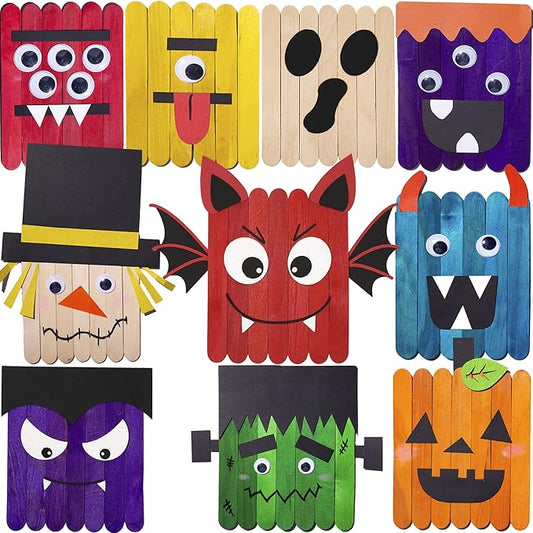 Geltvilra 10 Pack Halloween Arts and Crafts Kits for Kids Halloween Toys Monster DIY Assorted Pumpkins Frankenstein
