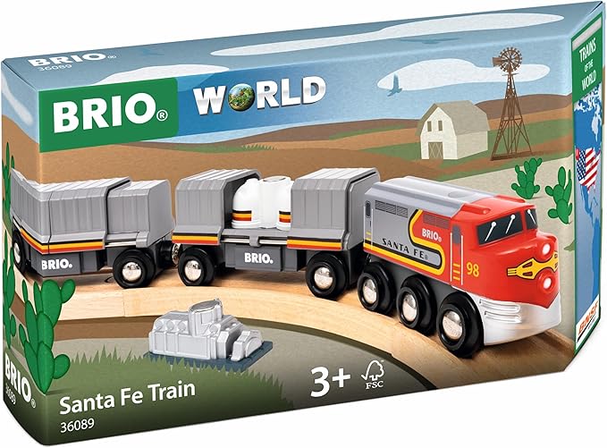 BRIO World – 36089 Trains of The World Santa Fe Train | Wooden Toy Train for Kids Aged 3 Years Up