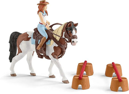 Schleich Horse Club 12-Piece Hannah's Riding Horse Set - Rodeo Riding with Cowgirl and Horse, Realistic Western Rodeo Farm Animal Toys and Accessories, Gift for Toddlers, Boys, and Girls Ages 5+