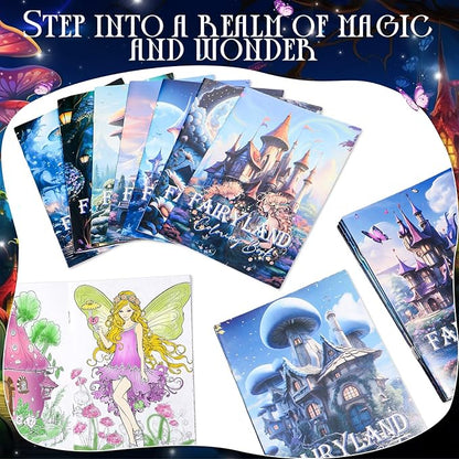 Coloring Book for Adult Coloring Book Bulk, DIY Art Coloring Book for Adult Drawing Book with Flower Words for Party Favors Goodie Bag Filler(24 Pcs,Fairyland)