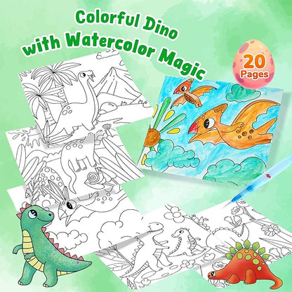 JoyCat Paint with Water Coloring Books for Toddlers, Watercolor Painting Sets for Kids Ages 3-5 4-8, Arts and Crafts Drawing Activities Toy Birthday Gifts for Boys Girls (Dinosaurs)