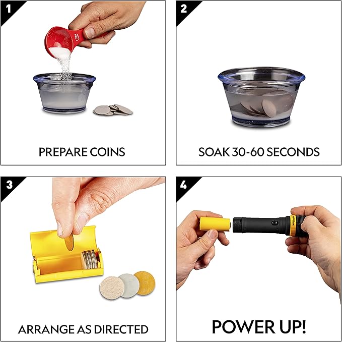 NATIONAL GEOGRAPHIC Battery Making Kit - Potato Clock and Penny Powered Flashlight Science Kit, 2 Electricity STEM Projects for Kids, Electrical Circuit Toy for Boys and Girls (Amazon Exclusive)