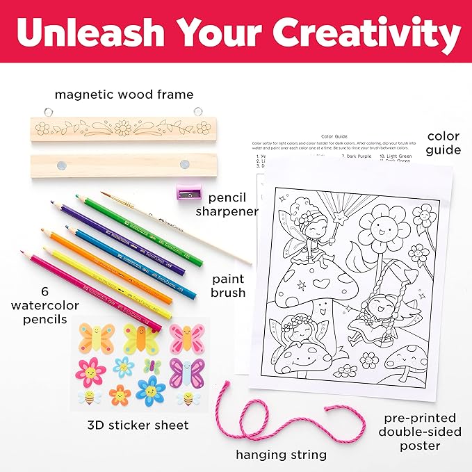 Faber-Castell Paint by Number Fairy Friends Pets - Kids Watercolor Fairies Toys for Ages 6-8+