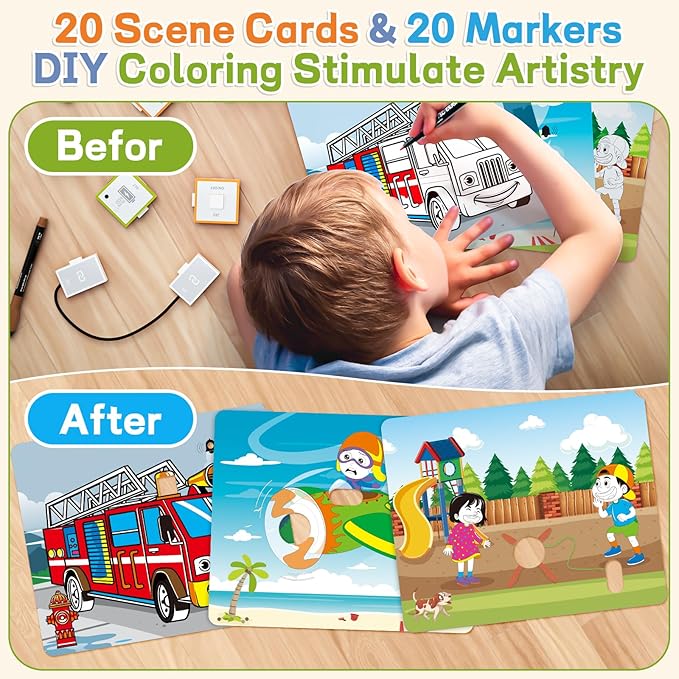 Circuit Kits for Kids Age 3-12 Circuit Board for Kids with Scene Card & Markers STEM Kits for Kids Age 8-10 Birthday Gift Engineering Creative Toy 3 4 5 6 7 8 Year Old Boy Girl Toys