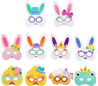 JOYIN 10 Pcs DIY Easter Bunny Mask Craft Kit Easter Crafts and Activities for Pretend Play, Decorate and Wear, Dress-Up Party Accessory, Animal Mask Assortment Easter Eggs Hunt and Theme Party
