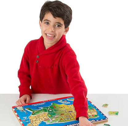 Melissa & Doug USA Map Sound Puzzle - Wooden Puzzle With Sound Effects (40 pcs)