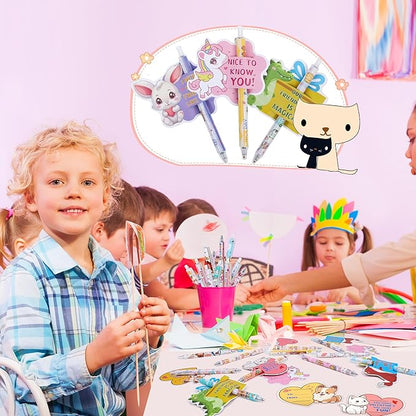 24 Pack Valentines Day Gifts for Kids, Valentine Cards for Kids Classroom School with Pens, Valentine Greeting Cards Bulk Goodie Bag for Boy Girl Valentine Party Favors Exchange Gift Class Prizes