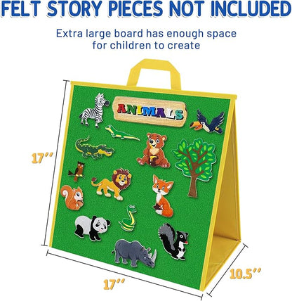 Foldable Felt Board for Toddlers Flannel Board Stories for Preschool Early Learning Interactive Storytelling Double Sided Felt Story Board Reusable Wall Hanging Holiday Gift for Kid (17 * 17)