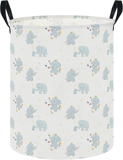 NTAOHAMPER Joyful Baby Elephant Laundry Hamper,Laundry Basket,Baby Nursery Hamper,Waterproof Storage Bin,Clothes Organizer Basket,Room Decor(Joyful Baby Elephant）