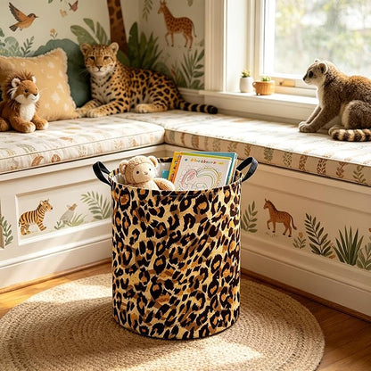Kids Laundry Basket,Leopard pattern hamper,Nursery Hampers,Waterproof folding Storage Bin with handle,Clothes Organizer Baskets,kid Room Decor(Leopard pattern)