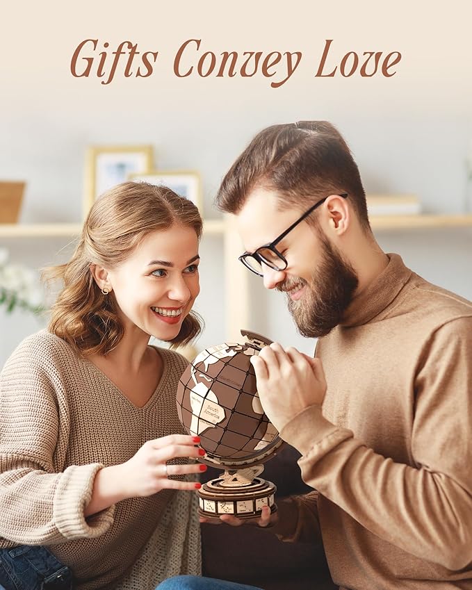 3D Puzzles Globe for Adults-Global Wonders, 3D Wooden Puzzles Model Building Creation Set for Adults, Home Decor/Creative Gifts/DIY Crafts for Teens (277PCS)