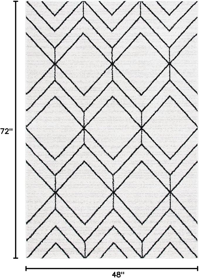 SAFAVIEH Adirondack Collection Accent Rug - 4' x 6', Ivory & Black, Modern Geometric Design, Non-Shedding & Easy Care, Ideal for High Traffic Areas in Entryway, Living Room, Bedroom (ADR241A)
