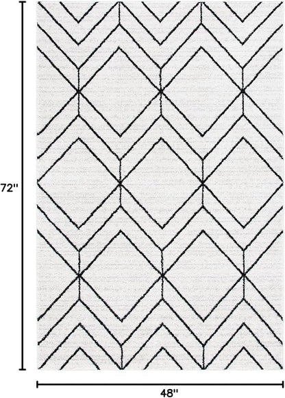 SAFAVIEH Adirondack Collection Accent Rug - 4' x 6', Ivory & Black, Modern Geometric Design, Non-Shedding & Easy Care, Ideal for High Traffic Areas in Entryway, Living Room, Bedroom (ADR241A)