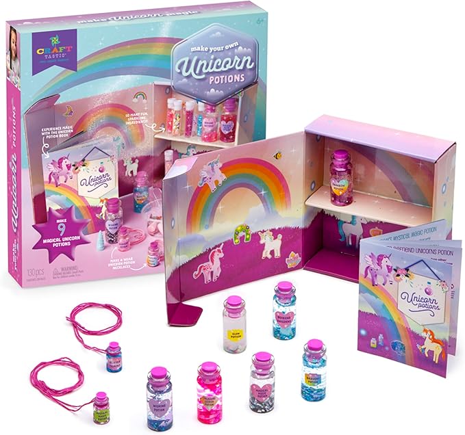 Craft-tastic – DIY Unicorn Potions Craft Kit – Includes Book with Magical Recipes, Enchanted Ingredients, Cabinet & More – Arts & Crafts for Kids – Fun, Creative & Unique Gift