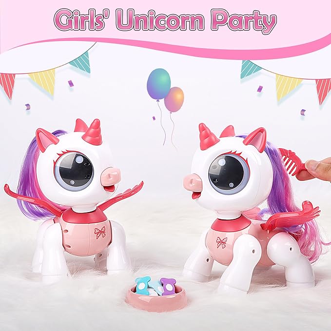 Remote Control Unicorn for Girls - Companion Pet Toys Electronic Pink Pegasus,Music and Waking Robot Christmas Birthday for Children 3 4 5 6 7 8 Years Old