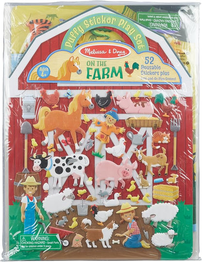 Melissa & Doug Puffy Sticker Activity Books Set - Farm, Safari, and Chipmunk - FSC Certified