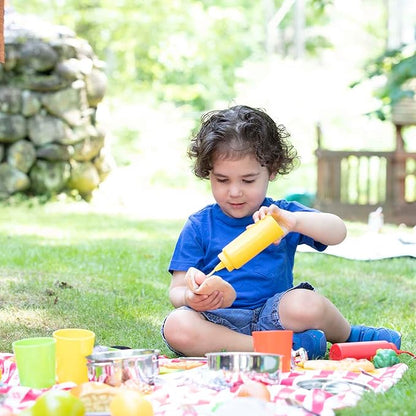 Melissa & Doug Condiments Set (6 pcs) - Play Food, Stainless Steel Caddy