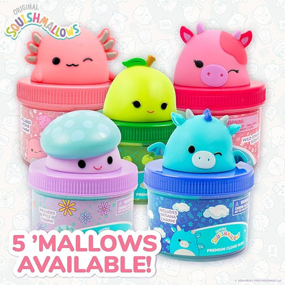 Original Squishmallows Pyle The Mushroom Premium Cloud Slime, Grape Scent, 8 oz. Jar Storage Container with Figurine Topper, Rubber Charm, Goodie Bags Stuffers, Kids Party Favors, Sensory Toys