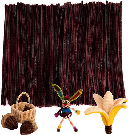 Caydo 200 Pieces Brown Pipe Cleaners Craft Chenille Stems for DIY Art Creative Crafts Party Decorations (12 Inch x 6 mm)