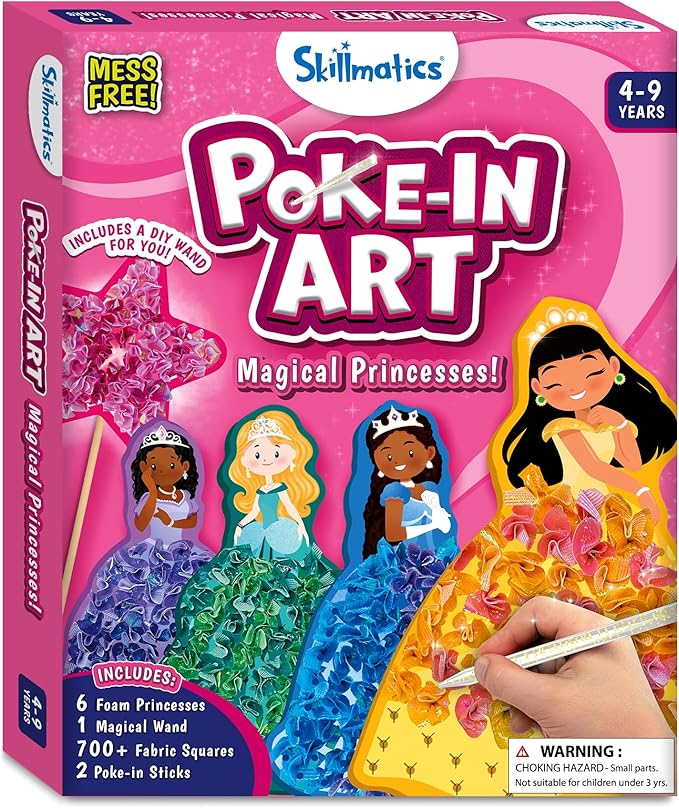 Skillmatics Art & Craft Activity - Poke-in Art Magical Princesses, Mess-Free Art for Kids, Craft Kits, DIY Activity, Valentine's Day Gifts for Girls & Boys Ages 4, 5, 6, 7, 8, 9