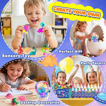 Magic Water Elf Toy Kit, Water Pets Toys for Kids, 36 Gels & 24 Molds, Aqua Fairy Water Gel Kit Squishy Maker, DIY Dinosaurs Space Make Your Own Squishies Sensory Toys, Crafts Gifts for Boys Girls 4+