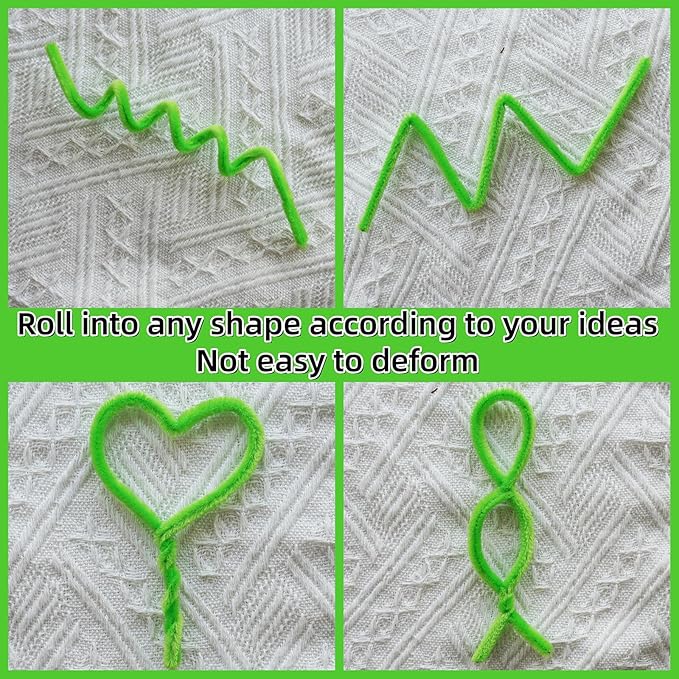 Qirimoi Light Green Pipe Cleaners Craft Pipe Cleaners Bulk Pipecleaners Crafts Supplies，200Pcs Light Green