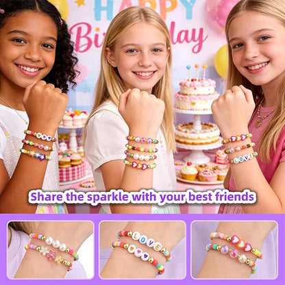 Friendship Bracelet Set for Women & Girls - Trendy Handmade Jewelry Gift with Love Charms, Rainbow Color, Boho Beads & Adjustable Design 8-Pack