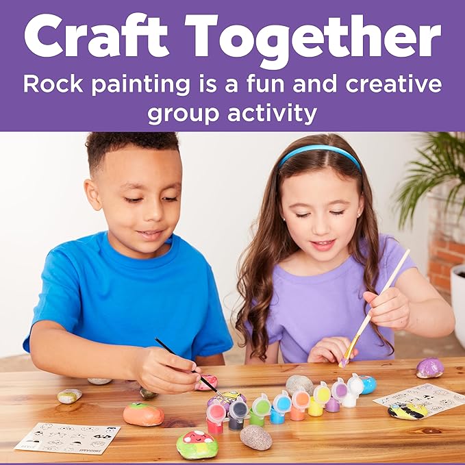 Creativity For Kids Hide and Seek Rock Painting Kit - Arts and Crafts for Kids Ages 6-8+, Gifts for Kids, Craft Kit with 10 Rocks and Waterproof Paint, Small
