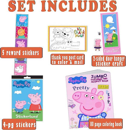 Coloring and Activity Set - Bundle Includes Peppa Pig Coloring Book, Peppa Pig Stickers, and 2-Sided Door Hanger (Peppa Coloring Book & Stickers)