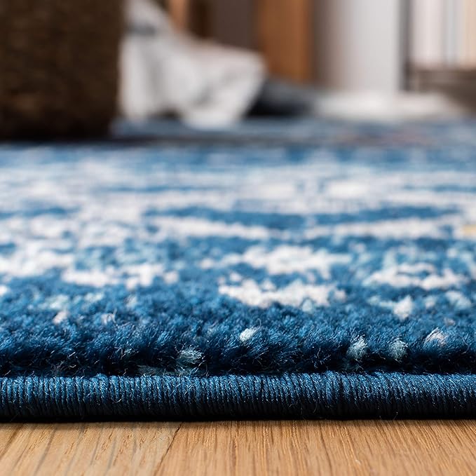 SAFAVIEH Amsterdam Collection Runner Rug - 2'3" x 6', Navy & Turquoise, Moroccan Boho Design, Non-Shedding & Easy Care, Ideal for High Traffic Areas in Living Room, Bedroom (AMS108M)