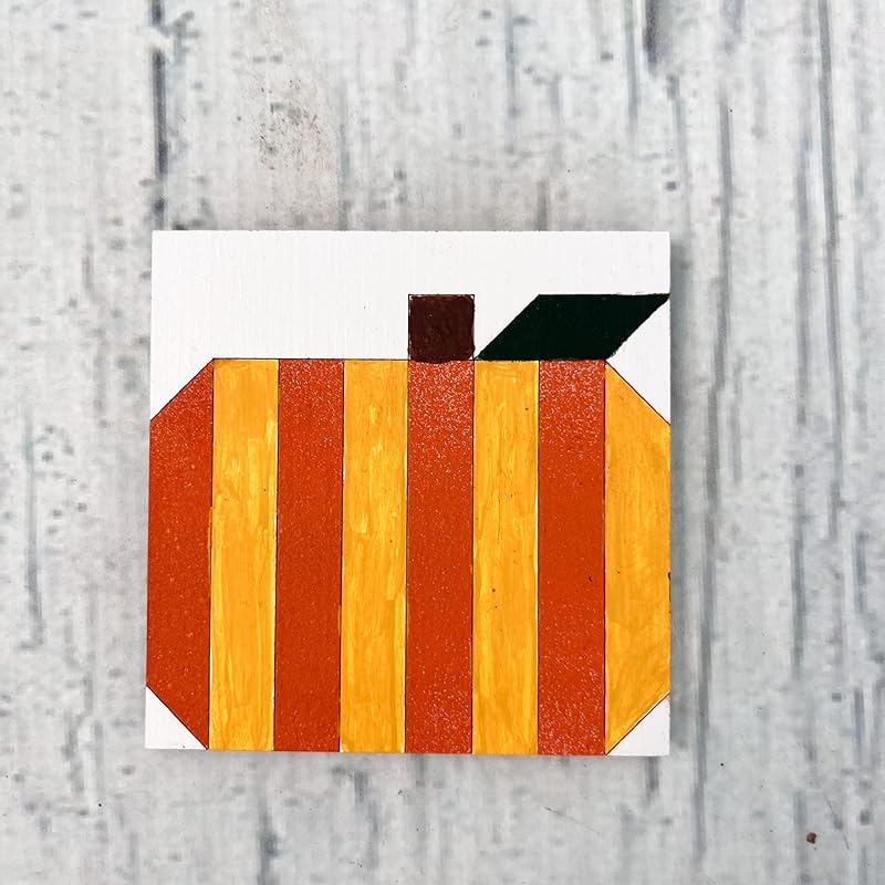 Fall Unfinished Barn Quilt Square Wooden Sign, Autumn Country Decor Canvas Quilts Blocks (12 inches, Pumpkin) AVTRBoutique