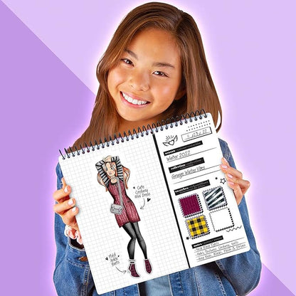 Fashion Angels Fashion Runway Design Portfolio Book, Includes 35 Sketch Sheets with 4 Stencil Pages & 150+ Stickers, Ideal for Kids Ages 8 & Up