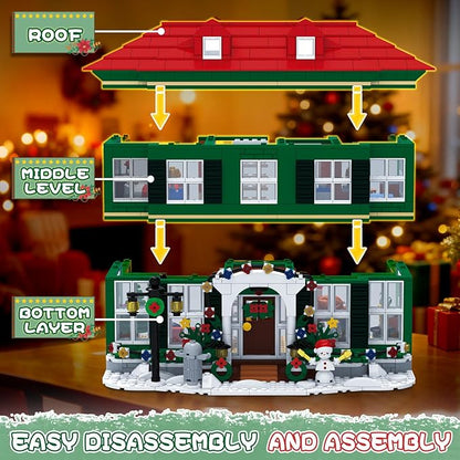 Christmas House Building Set with Light for Adults, NO Compatible with Lego House, 1187PCS Holiday Loness Home Boys House Building Kits, Christmas for Movie Fans Friends Family