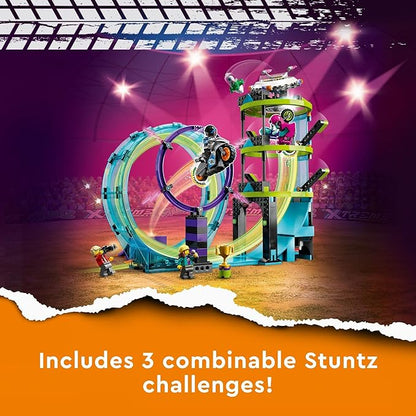 LEGO City Stuntz Ultimate Stunt Riders Challenge 60361, 3in1 Stunts for 1 or 2 Player Action, with 2 Flywheel-Powered Toy Motorcycles for Kids, 2023 Set