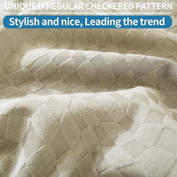 SYSLOON Water Resistant Loveseat Recliner Chair Cover 2 Piceces,Heavy Duty Non Slip Recliner Chair Cover, Washable Recliner Chair Cover, Living Room Recliner Cover with Pocket for Kids,Pets,Beige