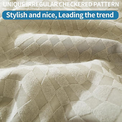 SYSLOON Water Resistant Loveseat Recliner Chair Cover 2 Piceces,Heavy Duty Non Slip Recliner Chair Cover, Washable Recliner Chair Cover, Living Room Recliner Cover with Pocket for Kids,Pets,Beige