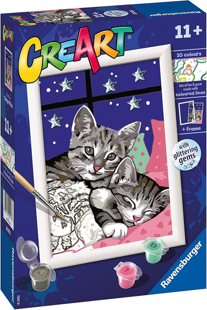 Ravensburger Sleepy Kitties Paint by Numbers Kit for Kids - 20213 - Painting Arts and Crafts for Ages 11 and Up