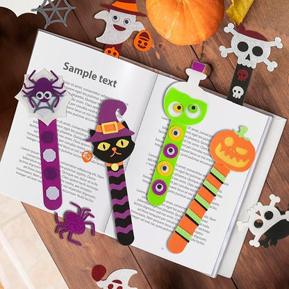 Halloween Crafts for Kids, 24Pack Halloween Bookmark DIY Craft, Halloween Party Favor Trick or Treat, Halloween Goodie Bag Gifts Toys, Halloween Classroom Prizes for Kids Art Activities