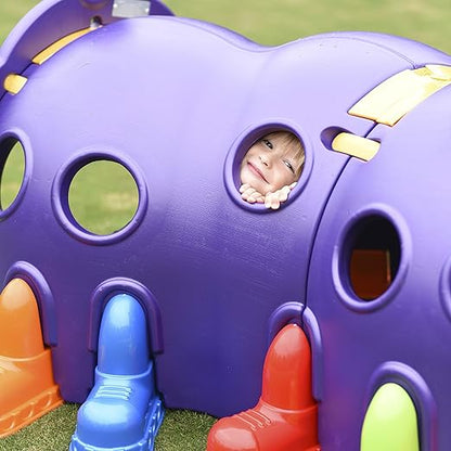 ECR4Kids ELR-12511 Indoor/Outdoor Peek-A-Boo Caterpillar Climbing Play Structure for Kids, Purple