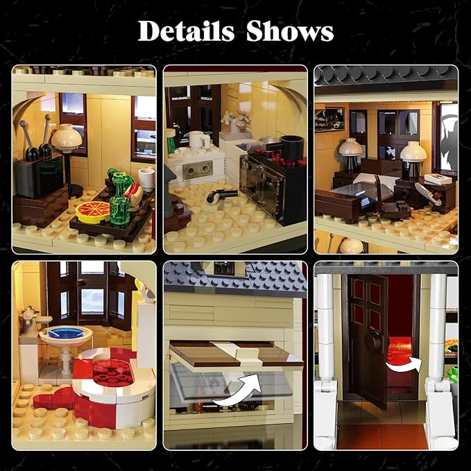 Horror House Building Block Set, Scary Movie Haunted House Model Compatible with Lego Horror House Building Toy, Halloween Decoration Gift for Man, Woman or Horror Film Fans 18+(1275Pcs)