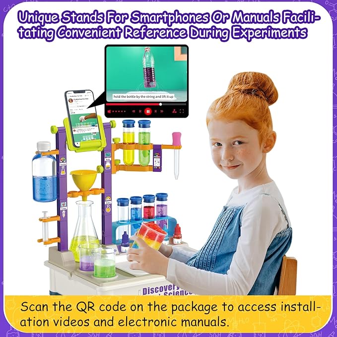 YouTube Video Tutorial 270 Science Kits Toys with Experiments Table, STEM Homeschooling Educational Lab, Scientific Chemistry Set, Ideal for Children Girl Boy
