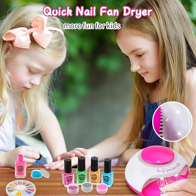 Kids Nail Polish Set for Girls, Kids Nail Art Kit for Girls Ages 7-12 Years Old - Cool Girly Stuff - Girls Gifts Ideas -6 7 8 9 10 11 12 Year
