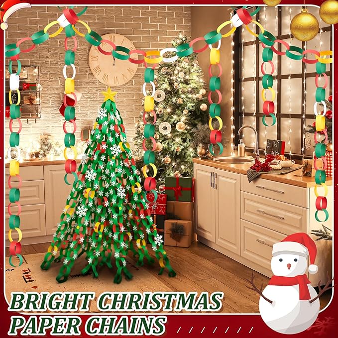 Lincia 600 Sheet Paper Chain Garland Strips 1x8 Inch with Double Sided Tape, DIY Construction Paper Chains for Birthday Wedding Holiday Party Decorations, Crafts Supplies (Primary Colors)