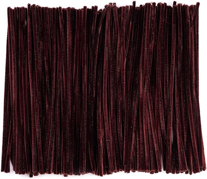 Caydo 200 Pieces Brown Pipe Cleaners Craft Chenille Stems for DIY Art Creative Crafts Party Decorations (12 Inch x 6 mm)