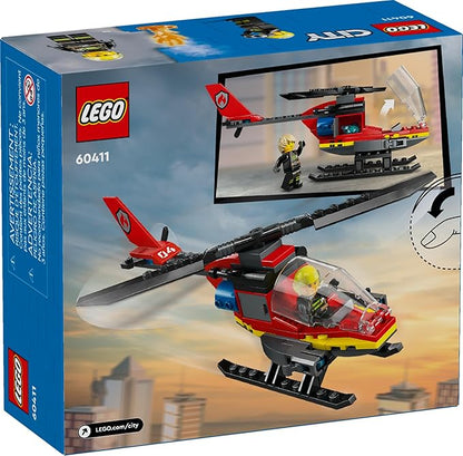 LEGO City Fire Rescue Helicopter Toy, Building Set with Firefighter Minifigure Pilot Toy, Fun Gift or Pretend Play Toy for Boys, Girls and Kids Ages 5 and Up, 60411