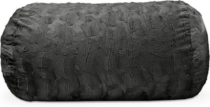 Jaxx Sofa Saxx Bean Bag Couch - 4 Foot - Faux Fur, Black